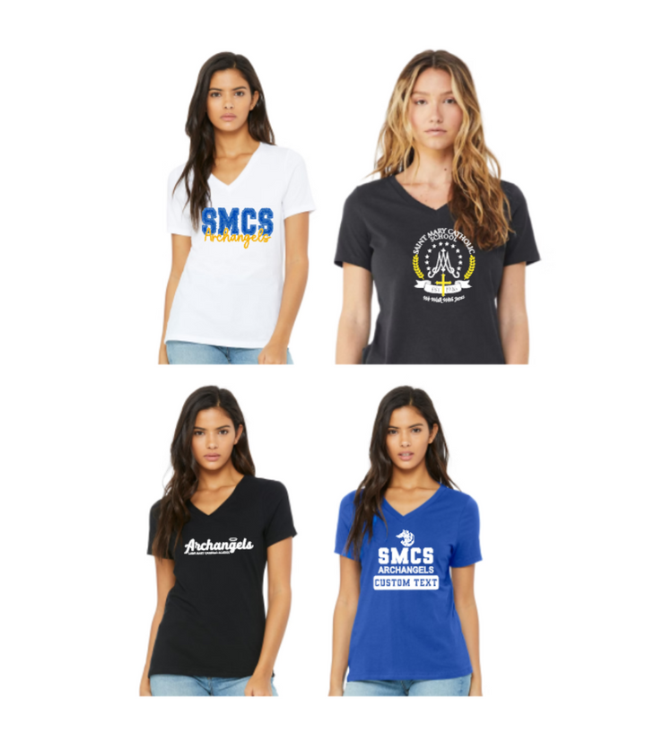 SMCS Women's V-Neck Shirt (Multi-Color and Multi-Design Options)