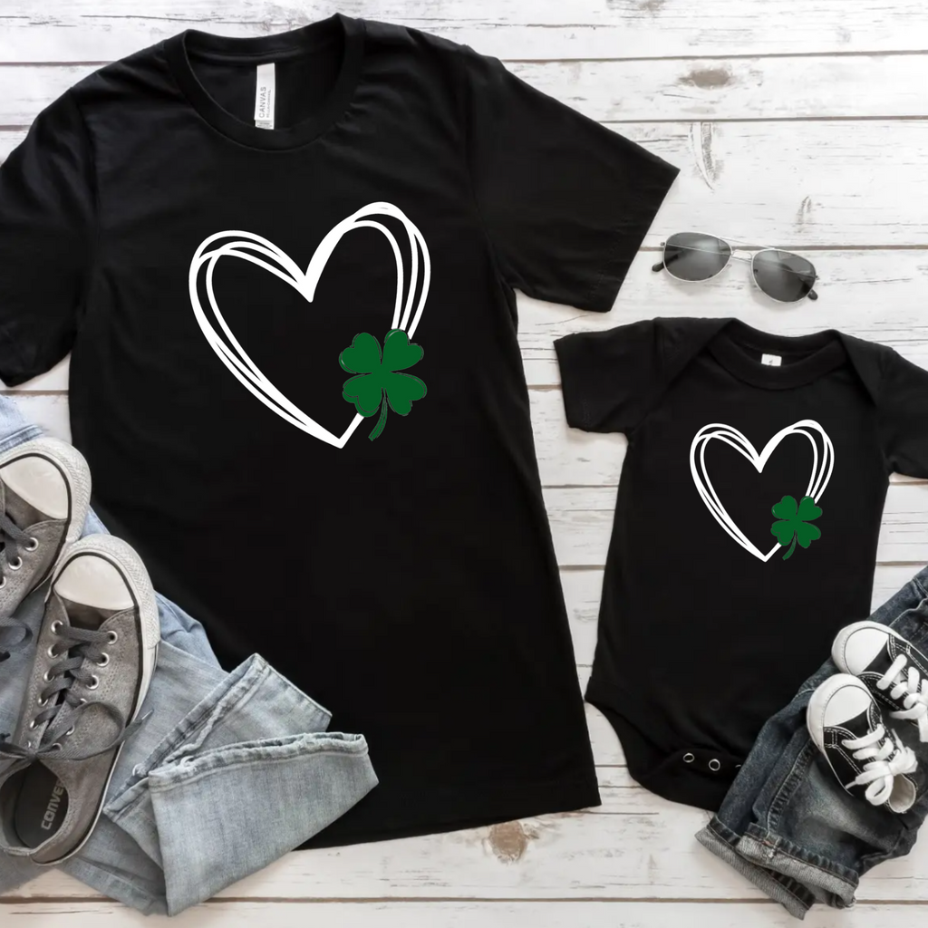 Shamrock'd Heart | St. Patrick Day Tshirt | Matching Family Shirt