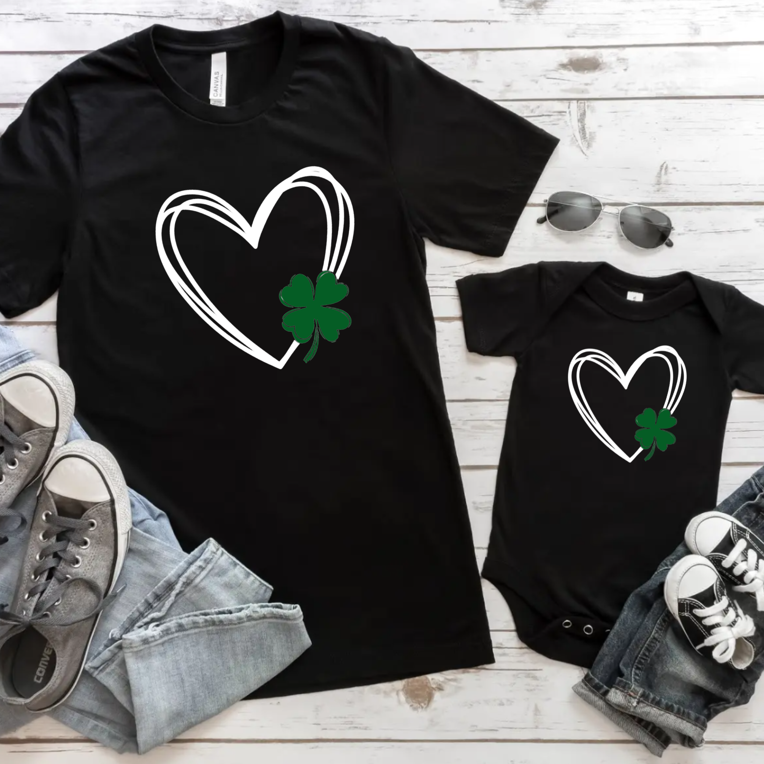 Shamrock'd Heart | St. Patrick Day Tshirt | Matching Family Shirt
